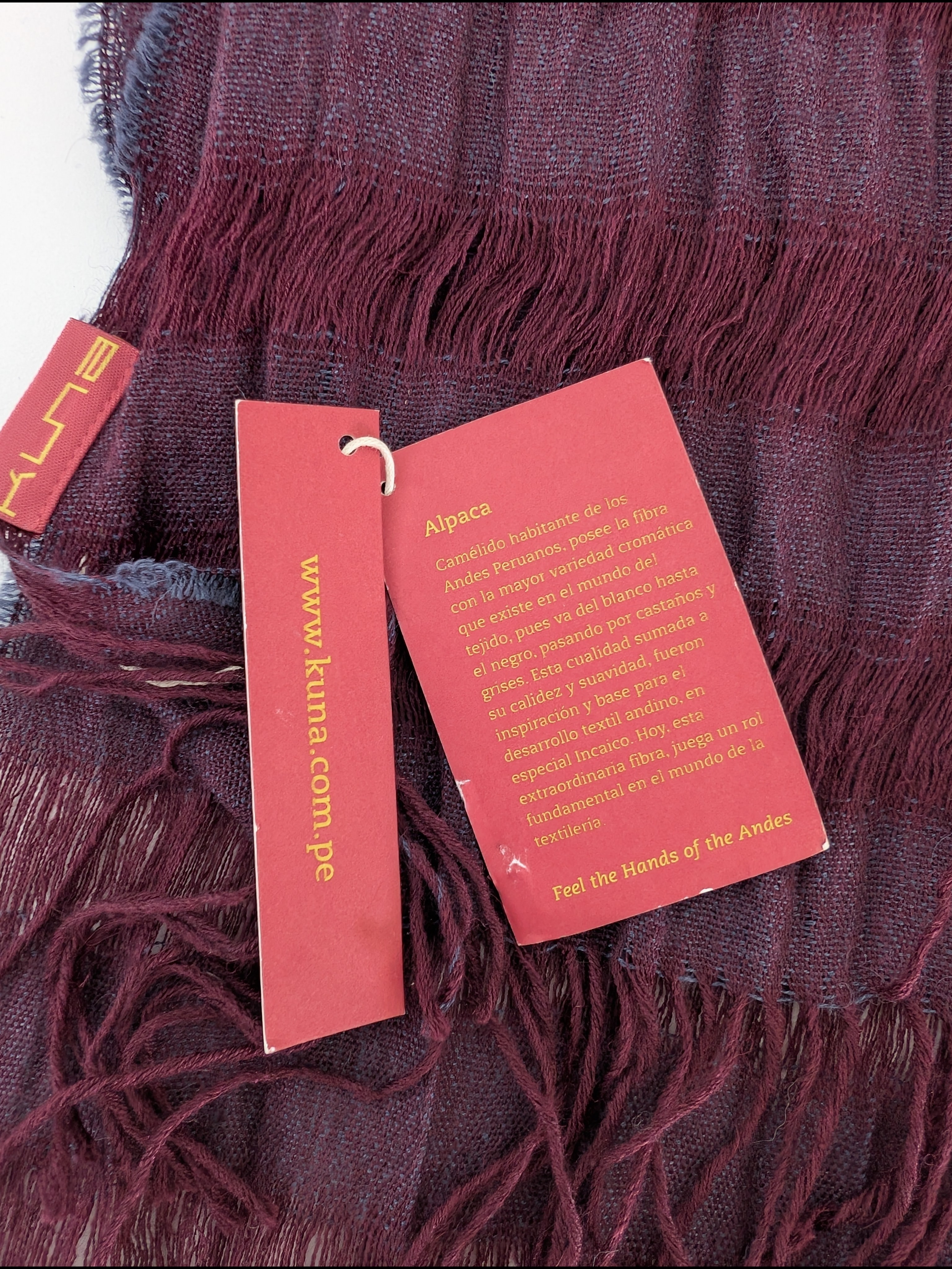 Kuna Nwt Crinkle Scarf Plum Alpaca Silk Fringe Edges Oversized 69"L X 20" W — image 5 of 8